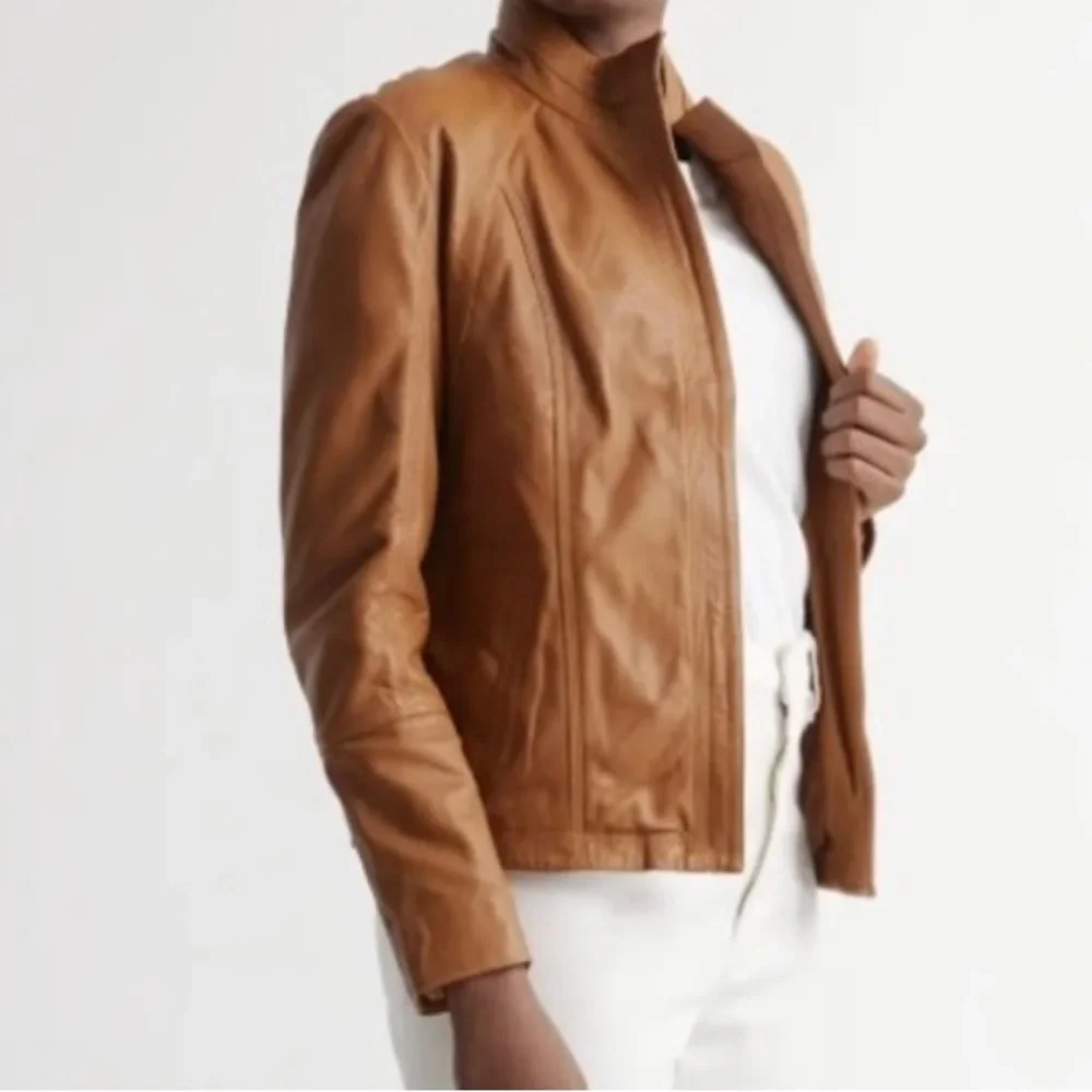 Quince Camel Leather Jacket - Picture 2 of 9